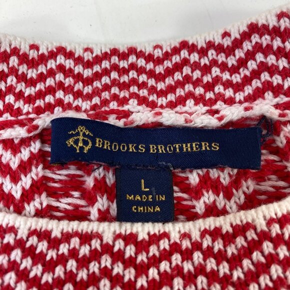 Brooks Brothers Red White Chevron Pattern Knit Sweater Size Large - Picture 3 of 6